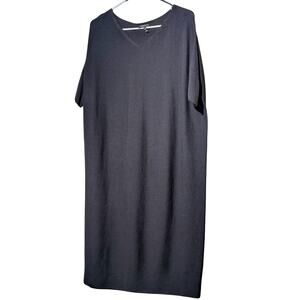 Lafayette 148 New York Wool Black/Navy Oversized Drop Sleeve Sweater Dress Sz M
